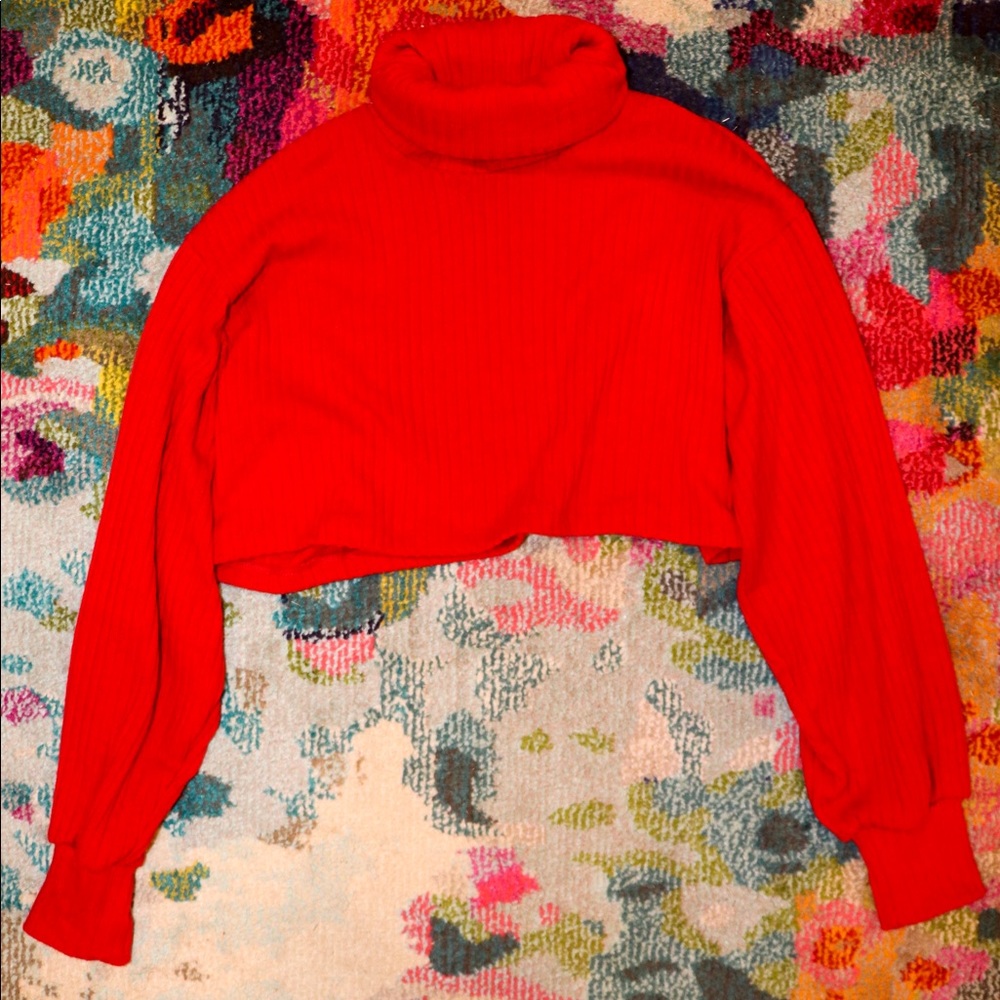 Red crop sweater